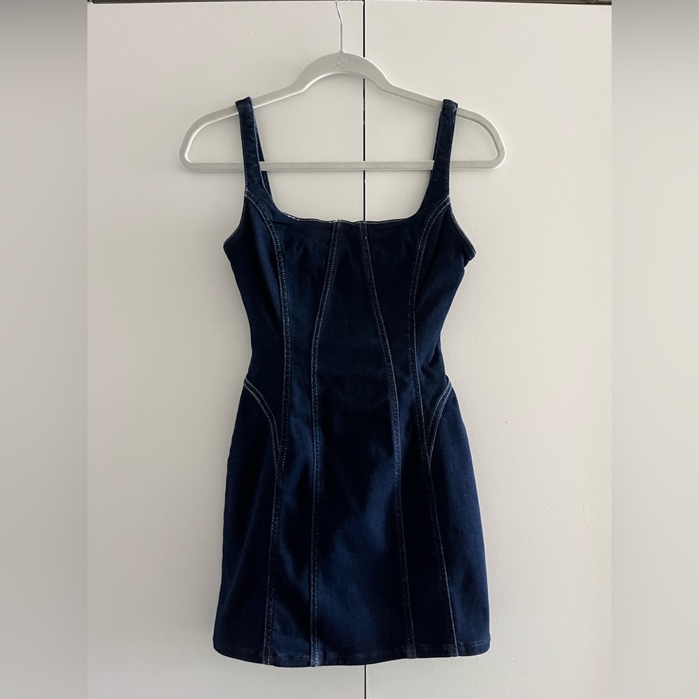 Elegant Navy Blue Denim Dress